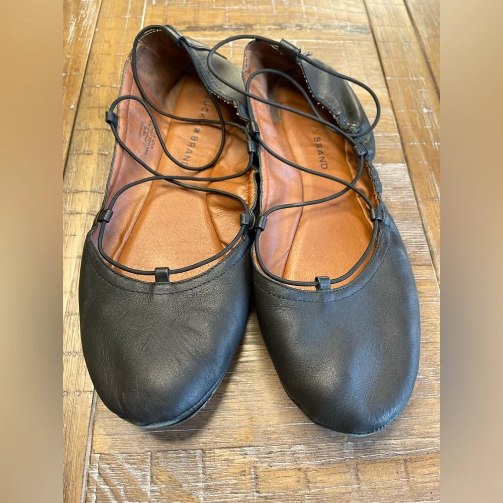 LUCKY BRAND LP-Eaviee Ballerina Flats Black Leather Size 10 - Picture 9 of 9